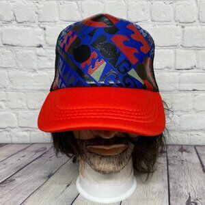 Billabong Trucker Hat Mesh Re Black Blue Snapback All Over Visor Print Colorful